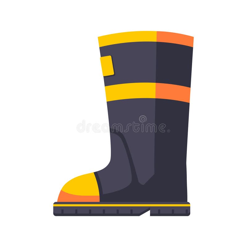 Firefighter Boot Solid Icon. Fire Rubber Boot Vector Illustration