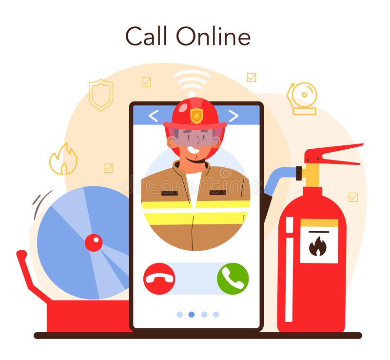 Firefighter Online Service or Platform. Fire Brigade Fighting with