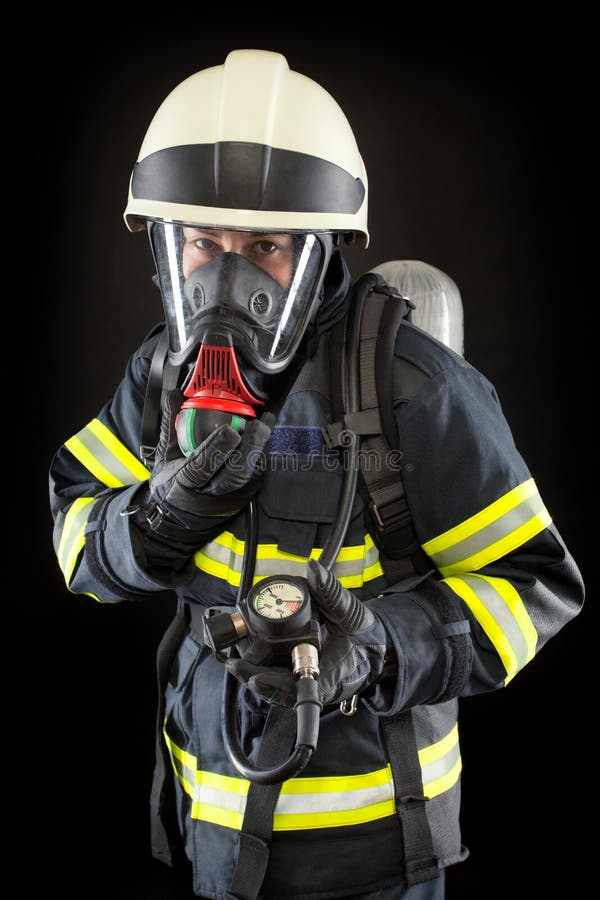 Firefighter at work stock photo. Image of protective 36655052