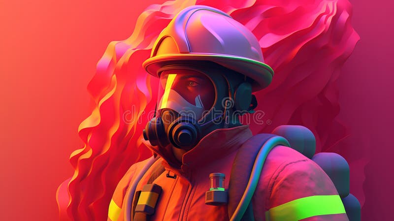 Firefighter in Trending Color Palette with Generative AI Stock ...