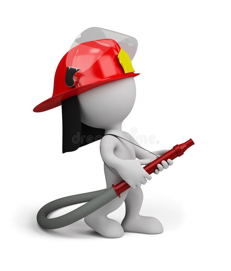 Firefighter with the water cannon stock illustration Firefighter with the water cannon stock illustration