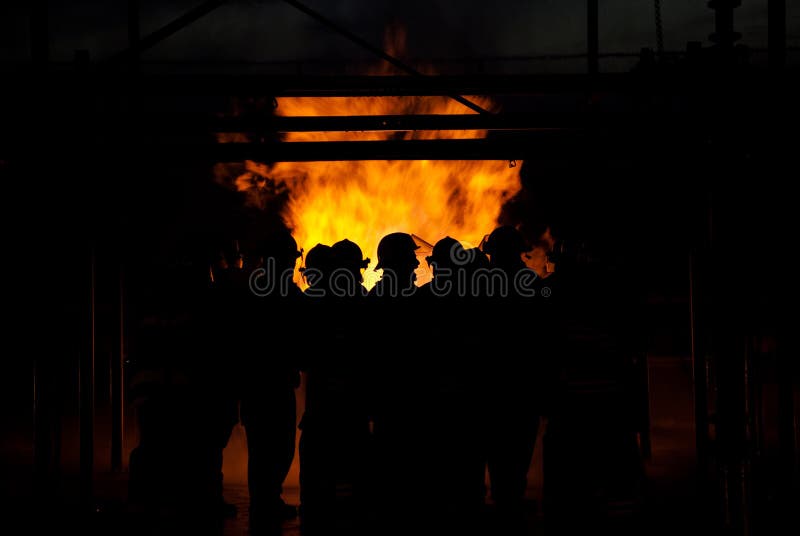 Firefighters in a fire