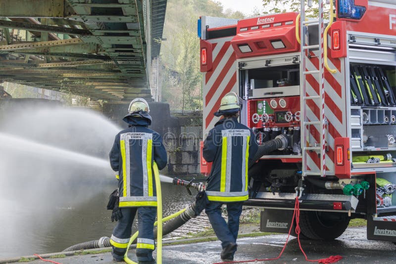 Firefighters In Uniform During Training Editorial Image Image Of Delete Color 120735330