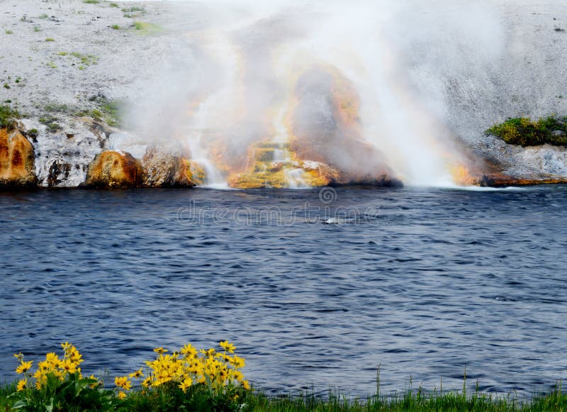 The Firehole Geyser Keeps a Steady Flow of Hot Water. Stock Image