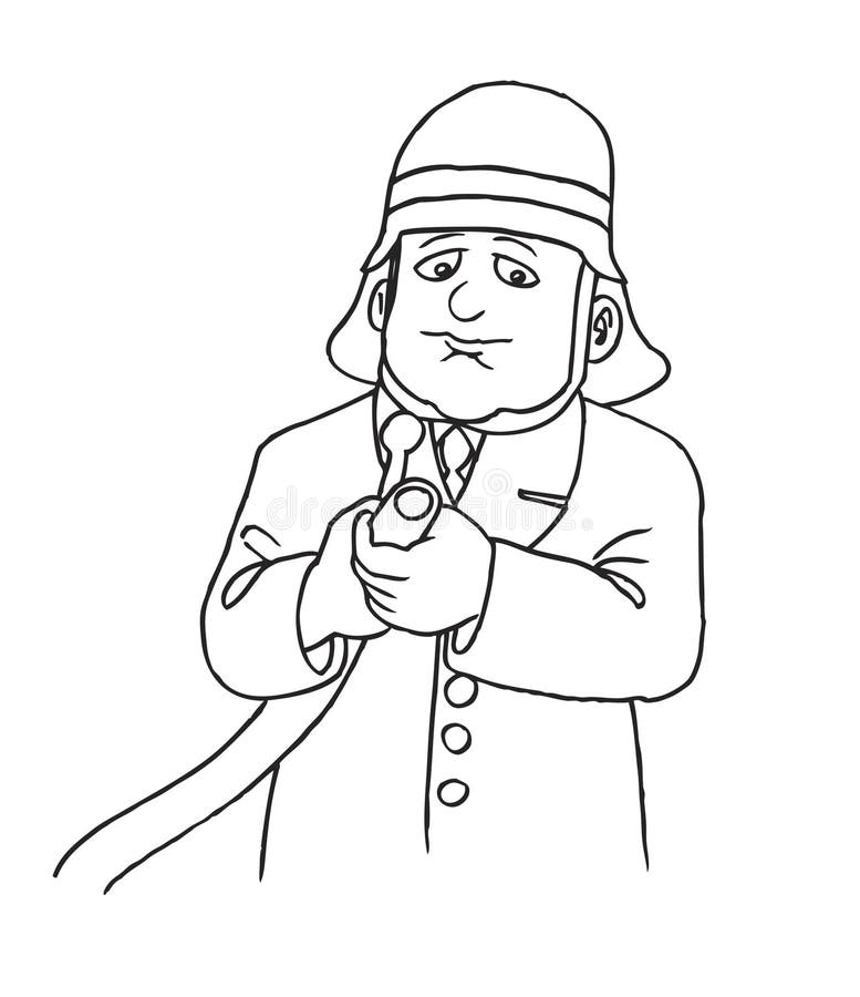 Fireman with hose and helmet vector illustration Fireman with hose and helmet vector illustration