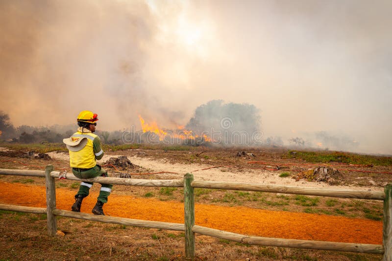 A fireman sits watch over a veld in Cape Town during a fire.