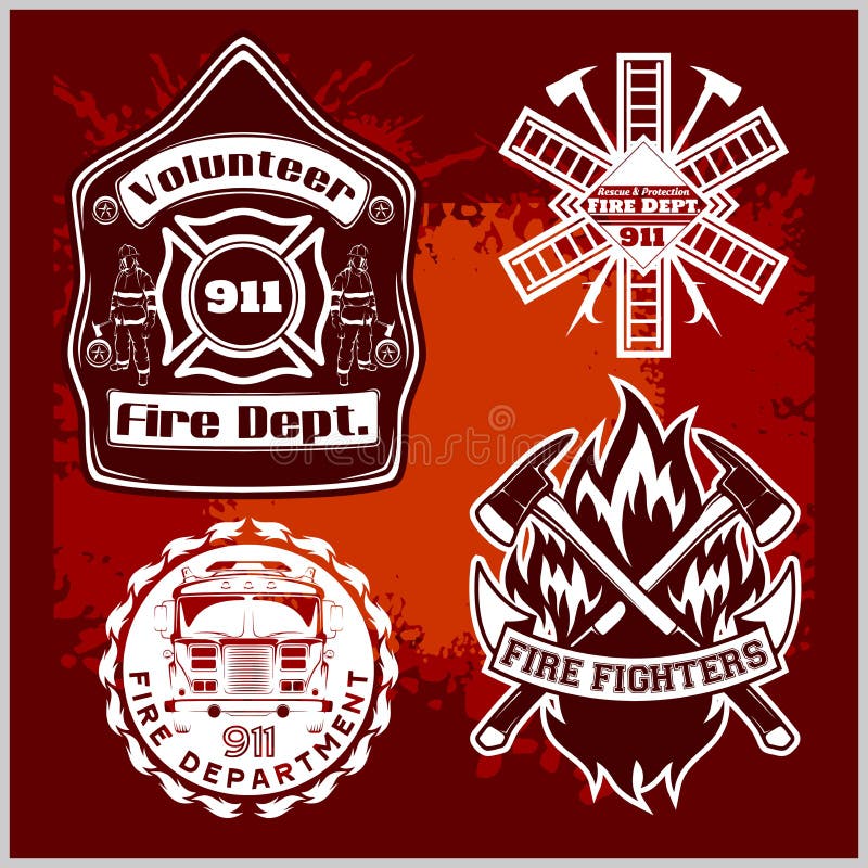 Firemans Vector Set - T-shirt Graphics, Fire Department, Sworn To ...