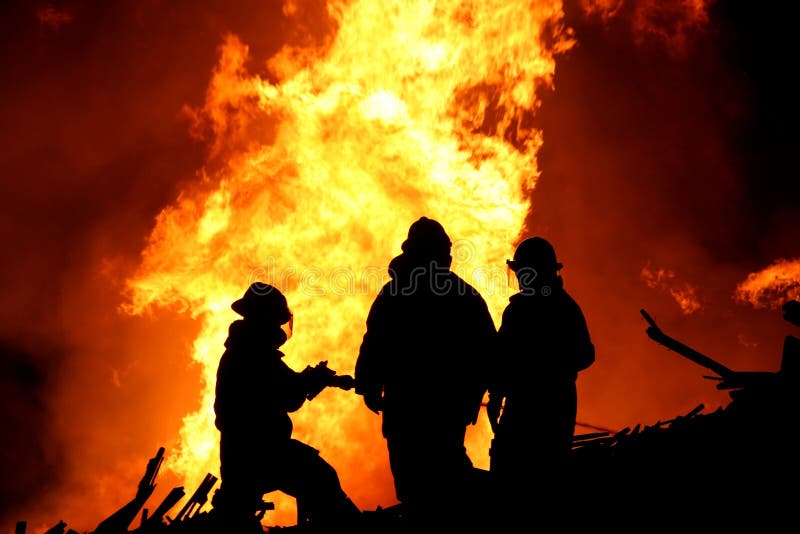Firemen Silhouette stock photography Firemen Silhouette stock photography