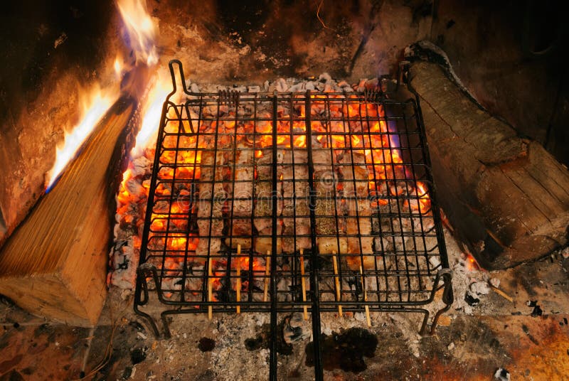 Fireplace barbecue royalty free stock photos
