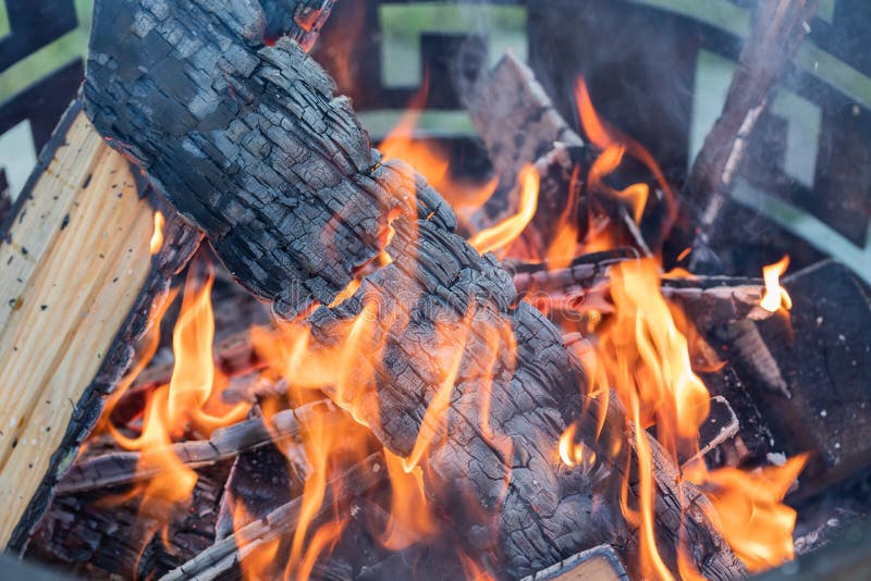 Firewood is Burning Beautifully in the Campfire Stock Image Image of