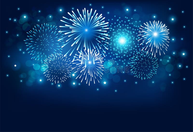 Firework on Blue Background for Christmas and Happy New Year ...