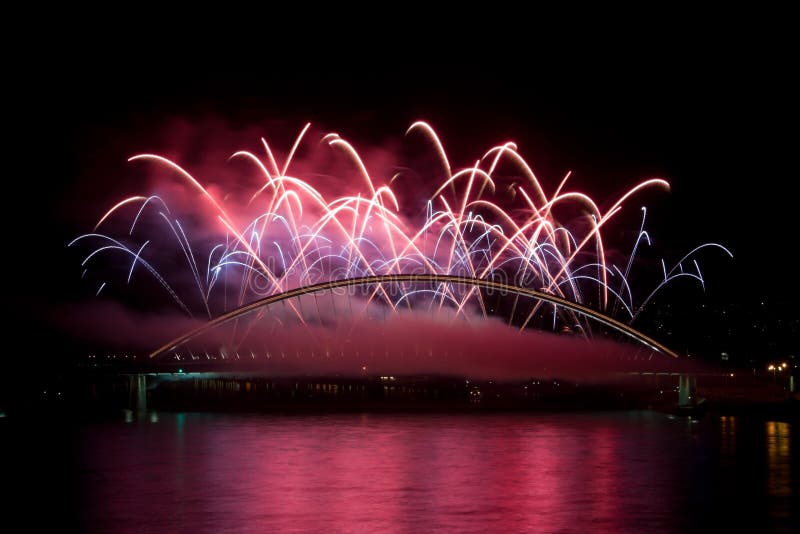 Firework on bridge