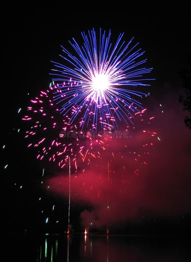 Firework on dam stock images Firework on dam stock images