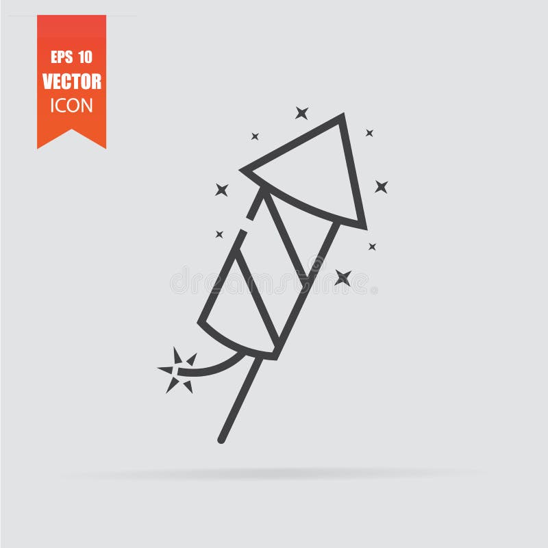 Firework icon in flat style isolated on grey background vector illustration