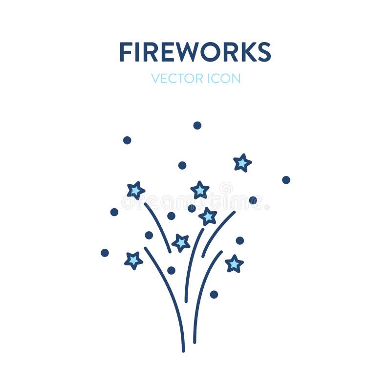 Firework icon. Lighted fireworks exploding in the sky. Vector outline illustration of a firecracker vector illustration
