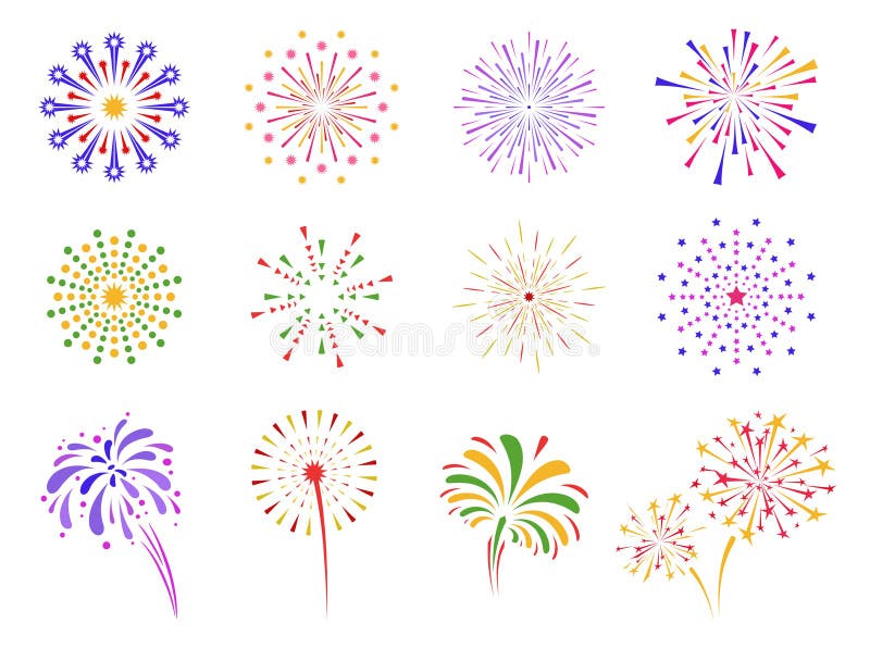 Firework icon set. Firecracker, petard and stars. Happy New year, Holiday, Festival and party firework. royalty free illustration
