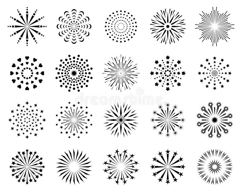 Firework icon set. Vector vector illustration
