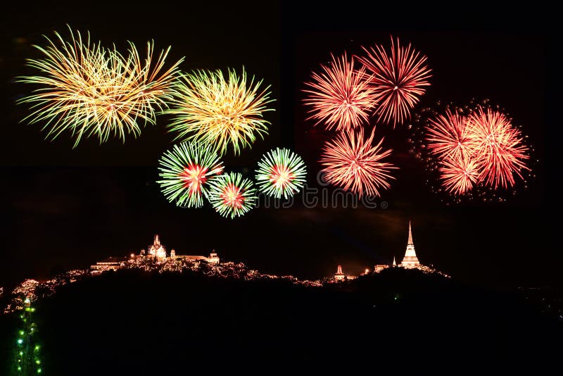 Firework at Phra Nakhon Khiri Festival. Firework at Phra Nakhon Khiri, Khao Wang, Petchaburi, Thailand royalty free stock photos Firework at Phra Nakhon Khiri Festival. Firework at Phra Nakhon Khiri, Khao Wang, Petchaburi, Thailand royalty free stock photos