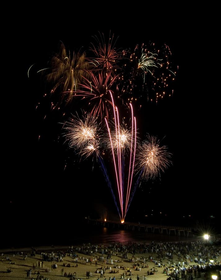 Fireworks on the beach stock photo Fireworks on the beach stock photo