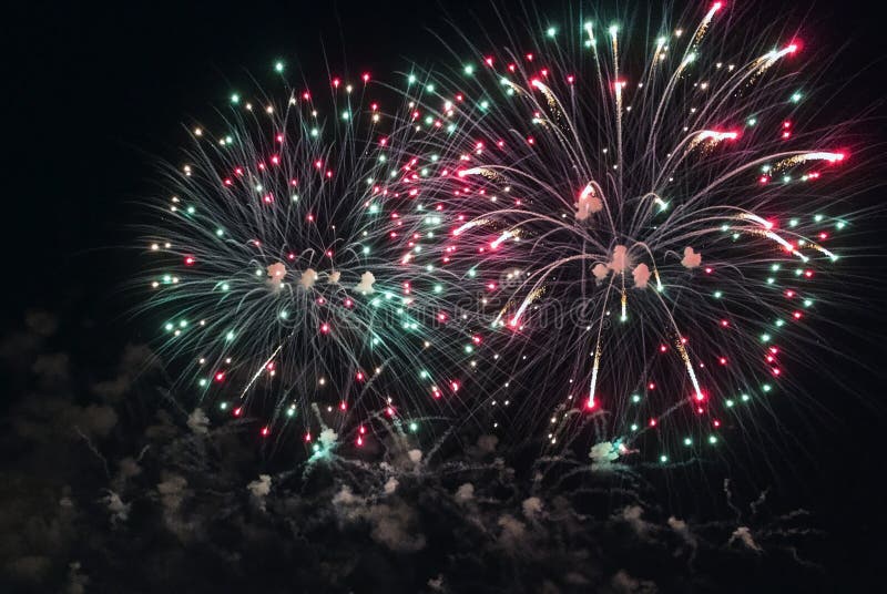 Fireworks on black background. For celebration design. Abstract firework.Colorful fireworks on the black sky background. stock images Fireworks on black background. For celebration design. Abstract firework.Colorful fireworks on the black sky background. stock images