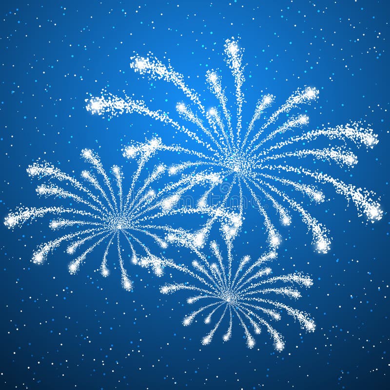 Fireworks on Blue Background Stock Vector Illustration of illuminated