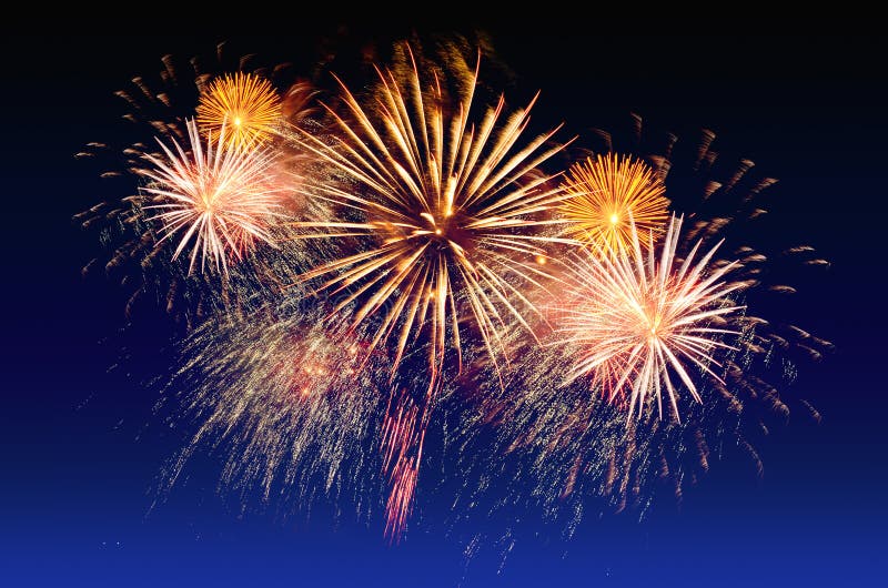 Fireworks celebration and the twilight sky background.