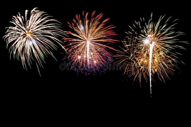 fireworks colors in the night sky, Fireworks Stock Image In Black Background