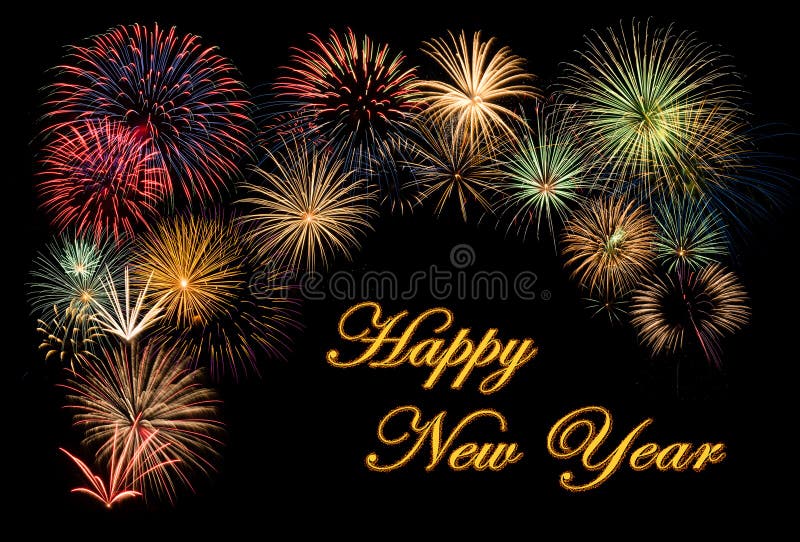 Fireworks display for a Happy New Year royalty free stock image