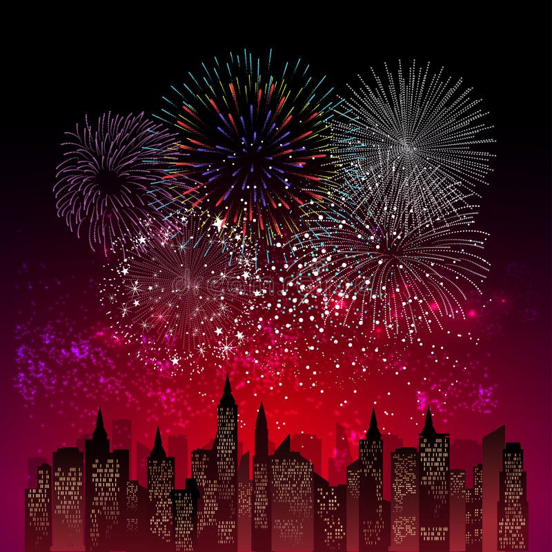 Fireworks Display for New Year and All Celebration Vector Illustration