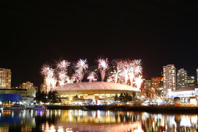 Fireworks Display Over False Creek royalty free stock photos