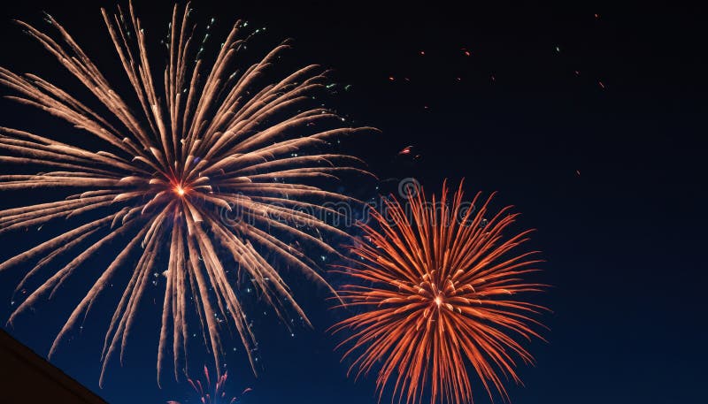Fireworks exploding in the night sky. royalty free illustration