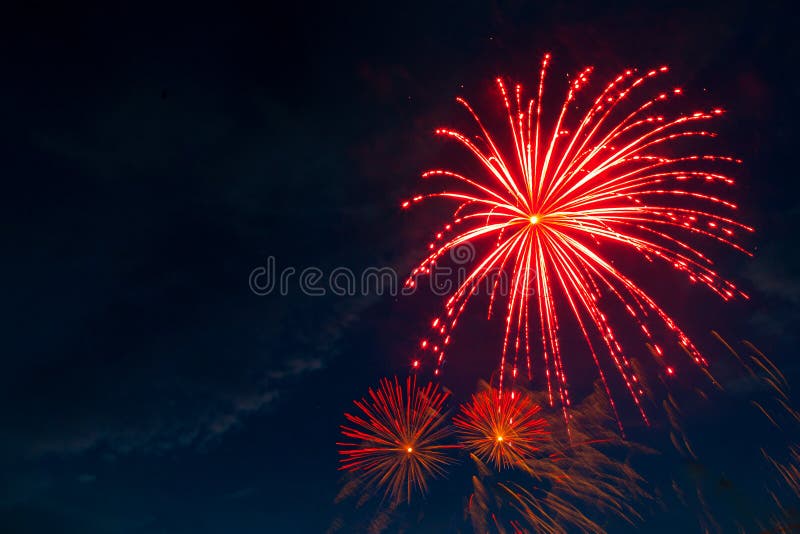Fireworks Five - Five Fireworks Blast at 4th of July celebration in the United States stock photo Fireworks Five - Five Fireworks Blast at 4th of July celebration in the United States stock photo