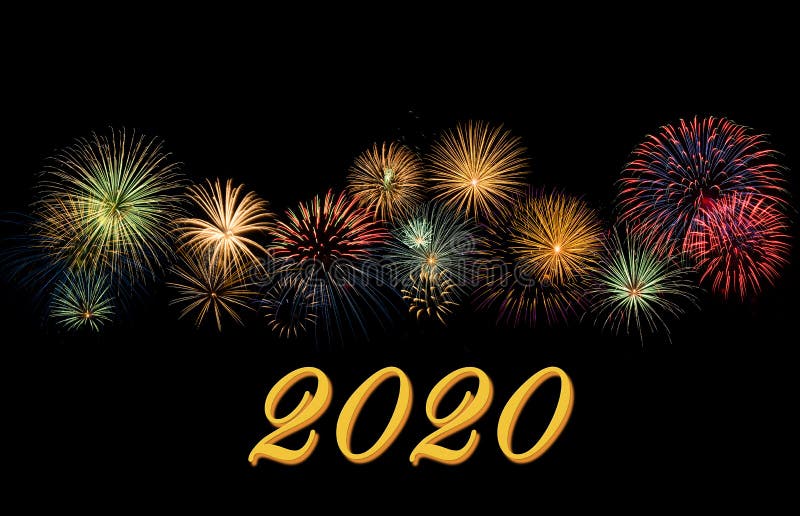 Fireworks for a Happy New Year 2020 wishes. Festive fireworks display for a Happy New Year 2020 wishes stock illustration