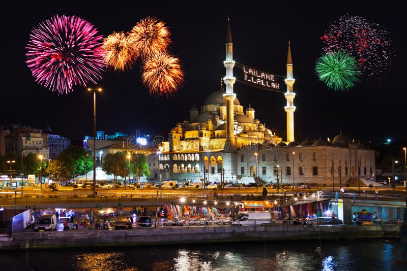 Fireworks in Istanbul Turkey - holiday background