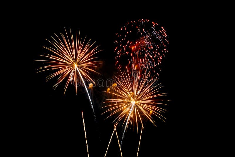 Fireworks light up in the night sky, dazzling scene royalty free stock images