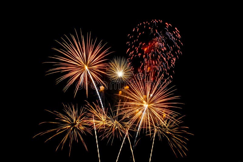 Fireworks light up in the night sky, dazzling scene royalty free stock photography