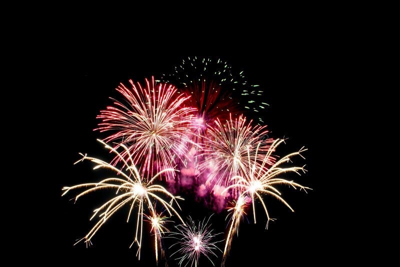 Fireworks light up in the night sky, dazzling scene stock photography