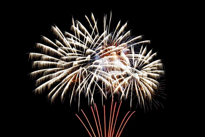 Fireworks light up in the night sky, dazzling scene stock photo