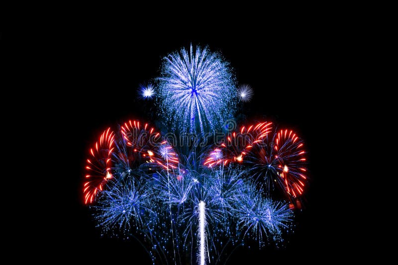 Fireworks light up in the night sky, dazzling scene royalty free stock photo