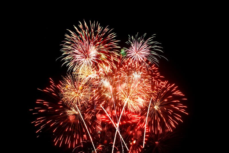 Fireworks light up in the night sky, dazzling scene stock photography