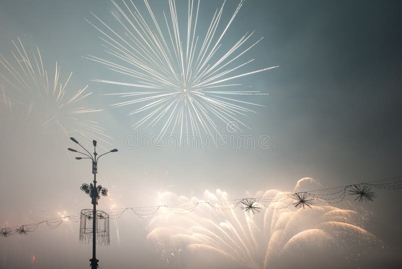 Fireworks light up in the sky stock photos