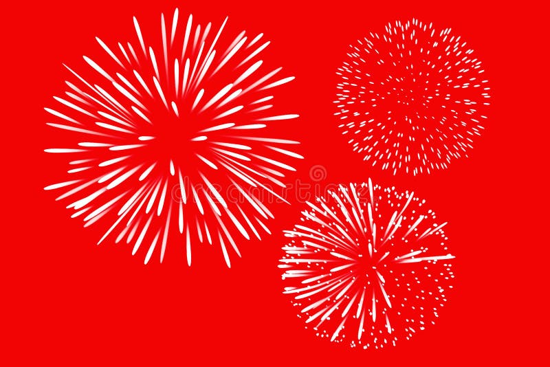 Fireworks Lines Icon on Red Background .happy New Year Stock Photo - Image  of carnival, elements: 161332928