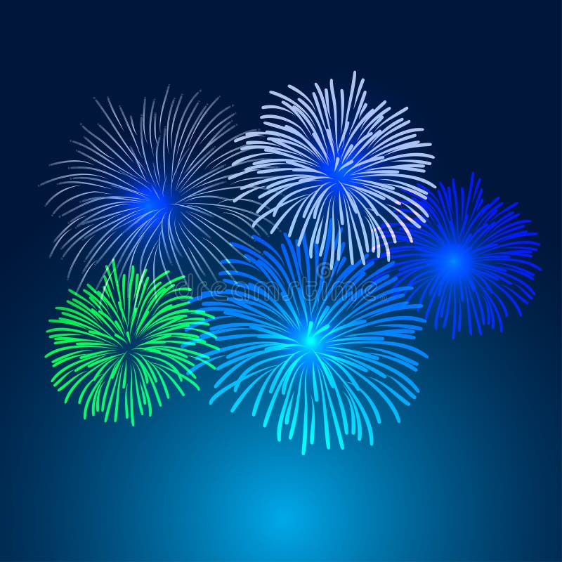 Fireworks on night background Vector illustration