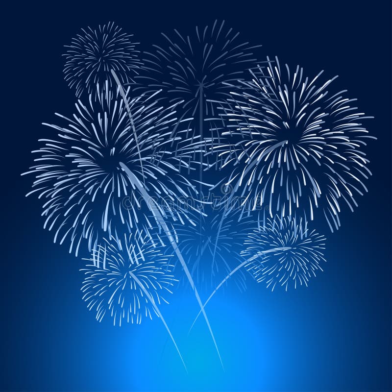 Fireworks on night background Vector illustration