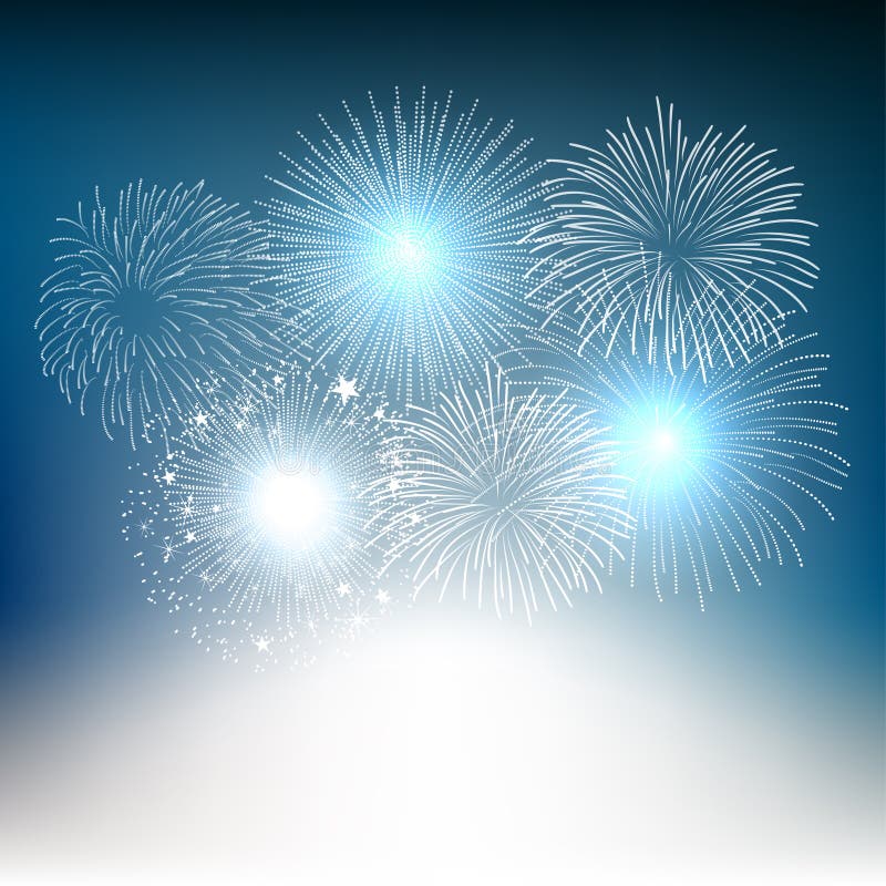 Fireworks on night background Vector illustration