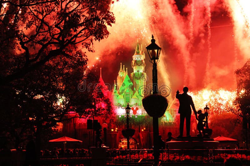 Fireworks in the night sky at Disneyland