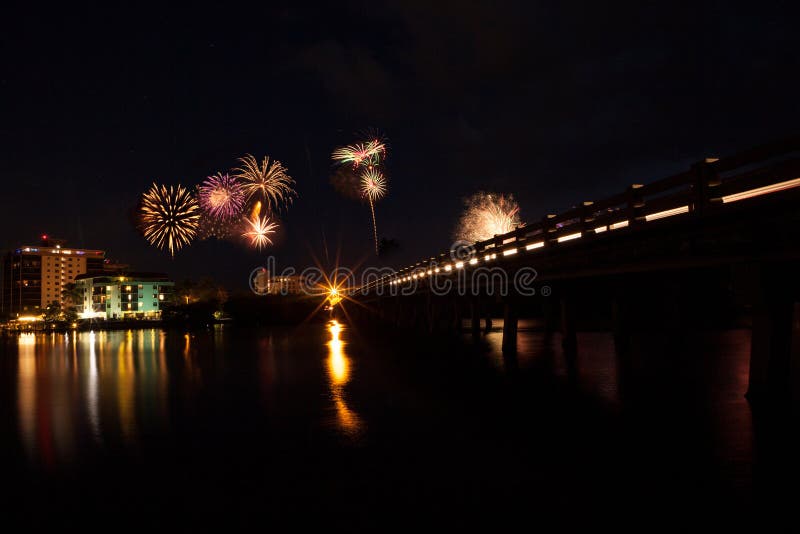 Fireworks Over Skyline Over Hickory Pass Leading To the Ocean in Bonita