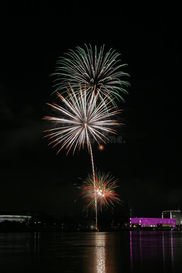 Fireworks over the danube in Linz, Austria 8