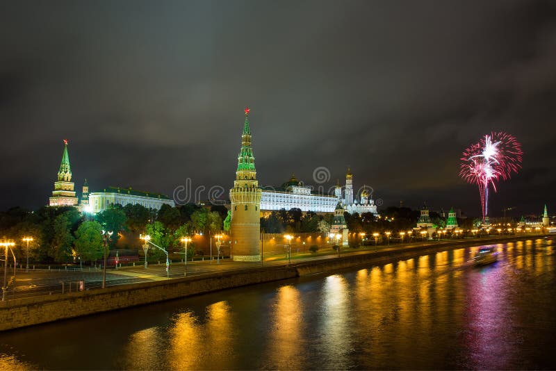 Fireworks over the Moscow Kremlin stock images Fireworks over the Moscow Kremlin stock images