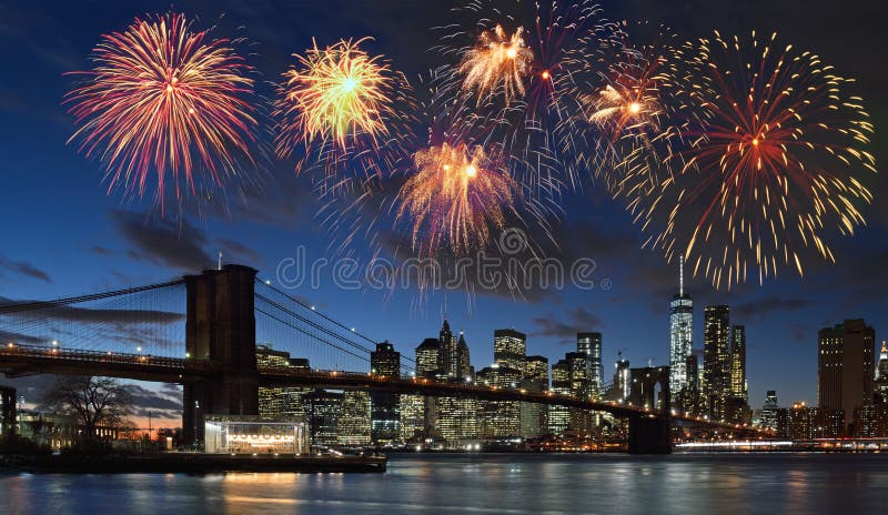 Fireworks over Manhattan, New York City. Fireworks over Manhattan, New York City.